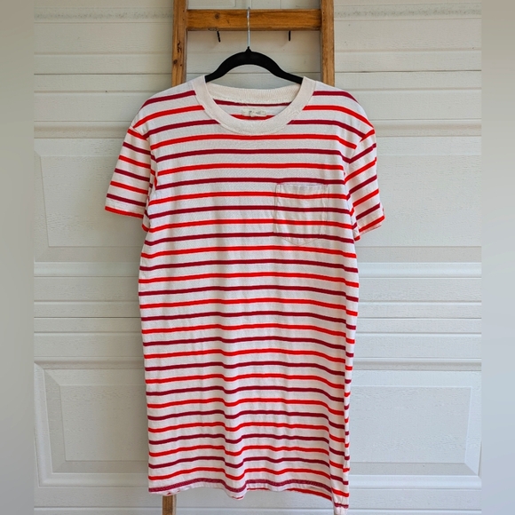 Madewell Dresses & Skirts - Madewell Cotton Red and Cream Striped T-Shirt Dress